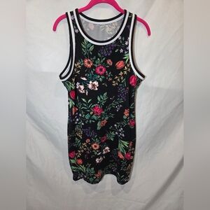 No Boundaries Dark Floral Sleeveless Dress Sporty Strechy Womans Size M Tropical